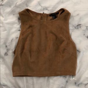 Suede light brown crop top